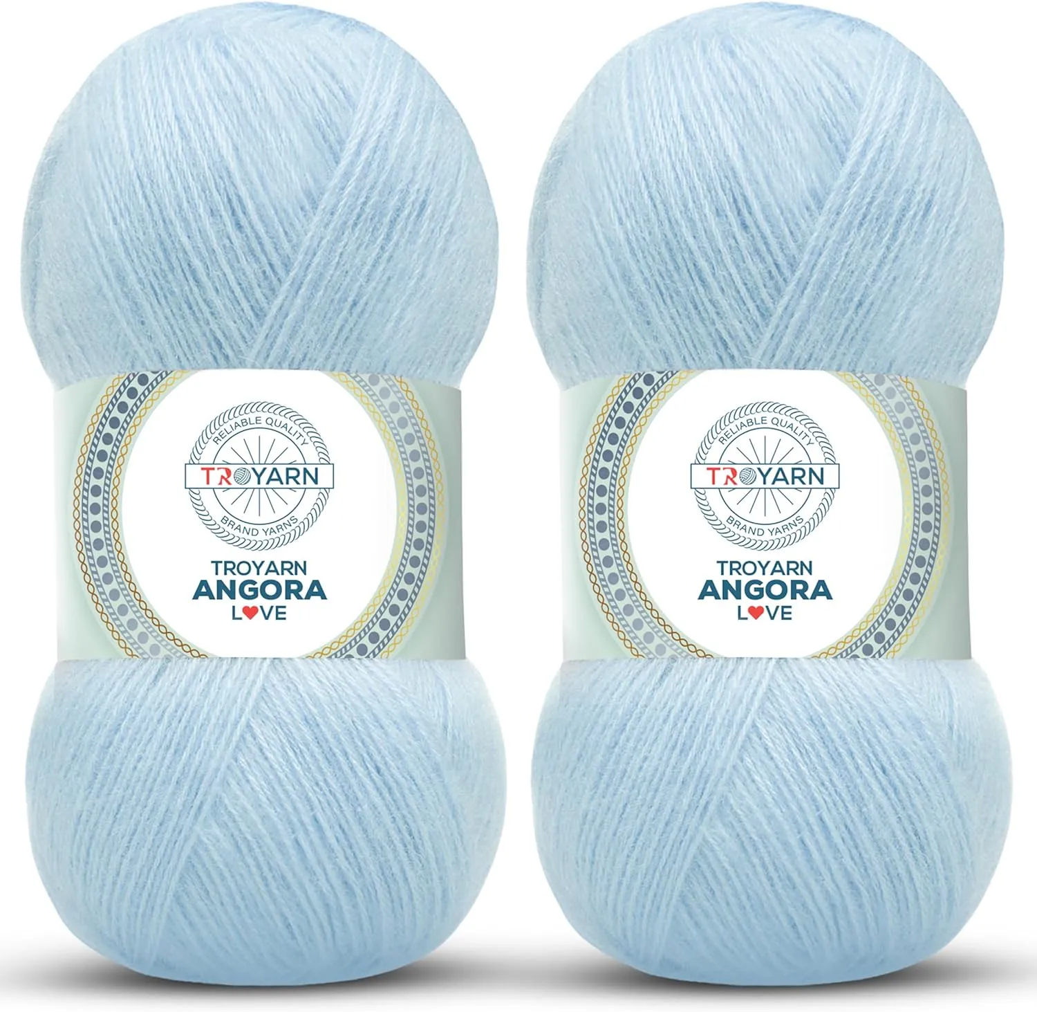 Angora Love (2-Skeins Pack) 20% Wool 80% Acrylic - Wool Yarn for Crocheting - Lace Weight #1 Fingering and Socks Yarn (2 x 3.52 oz) / (2 x 601 Yds) - Light Aqua