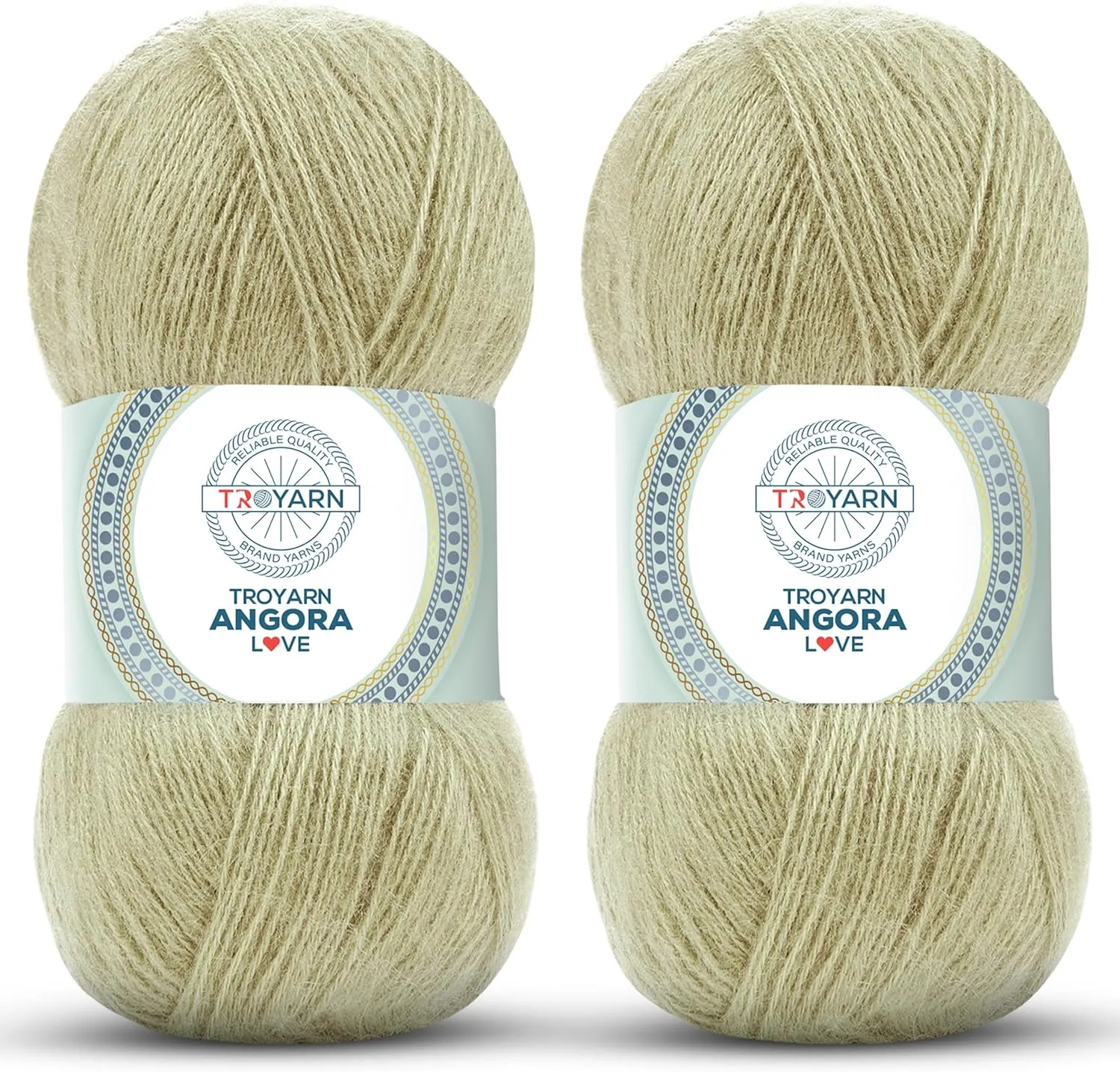 Angora Love (2-Skeins Pack) 20% Wool 80% Acrylic - Wool Yarn for Crocheting - Lace Weight #1 Fingering and Socks Yarn (2 x 3.52 oz) / (2 x 601 Yds) - Pastel Green