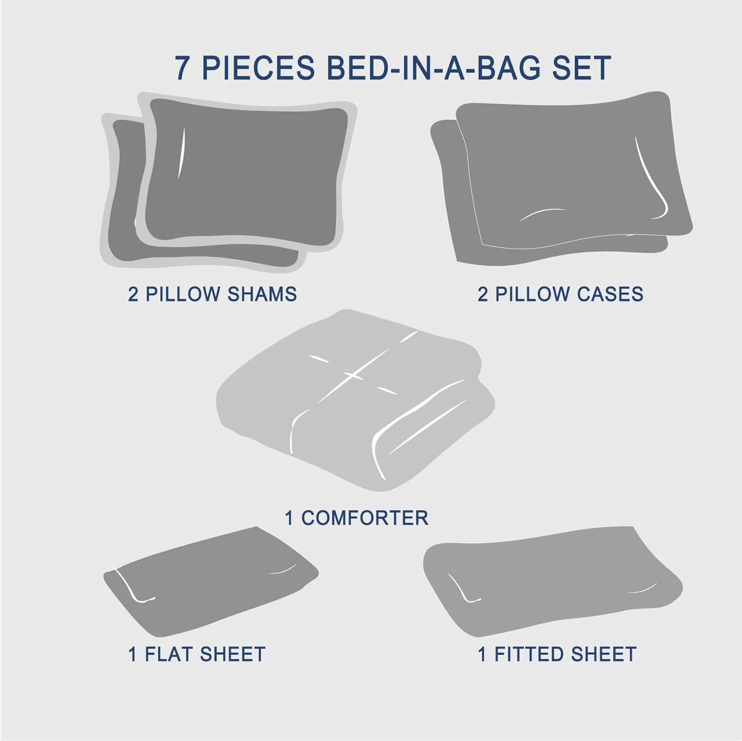 Anluoer King 7 Piece Pink Bed in a Bag - All Season Shabby Chic Bedding Sets with 1 Comforter, 2 Pillow Shams, 2 Pillowcases, 1 Flat Sheet, 1 Fitted Sheet
