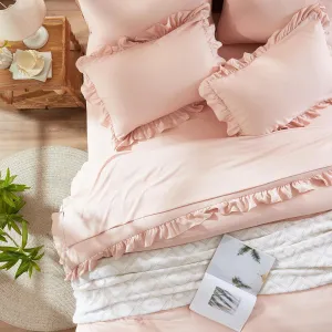 Anluoer King 7 Piece Pink Bed in a Bag - All Season Shabby Chic Bedding Sets with 1 Comforter, 2 Pillow Shams, 2 Pillowcases, 1 Flat Sheet, 1 Fitted Sheet