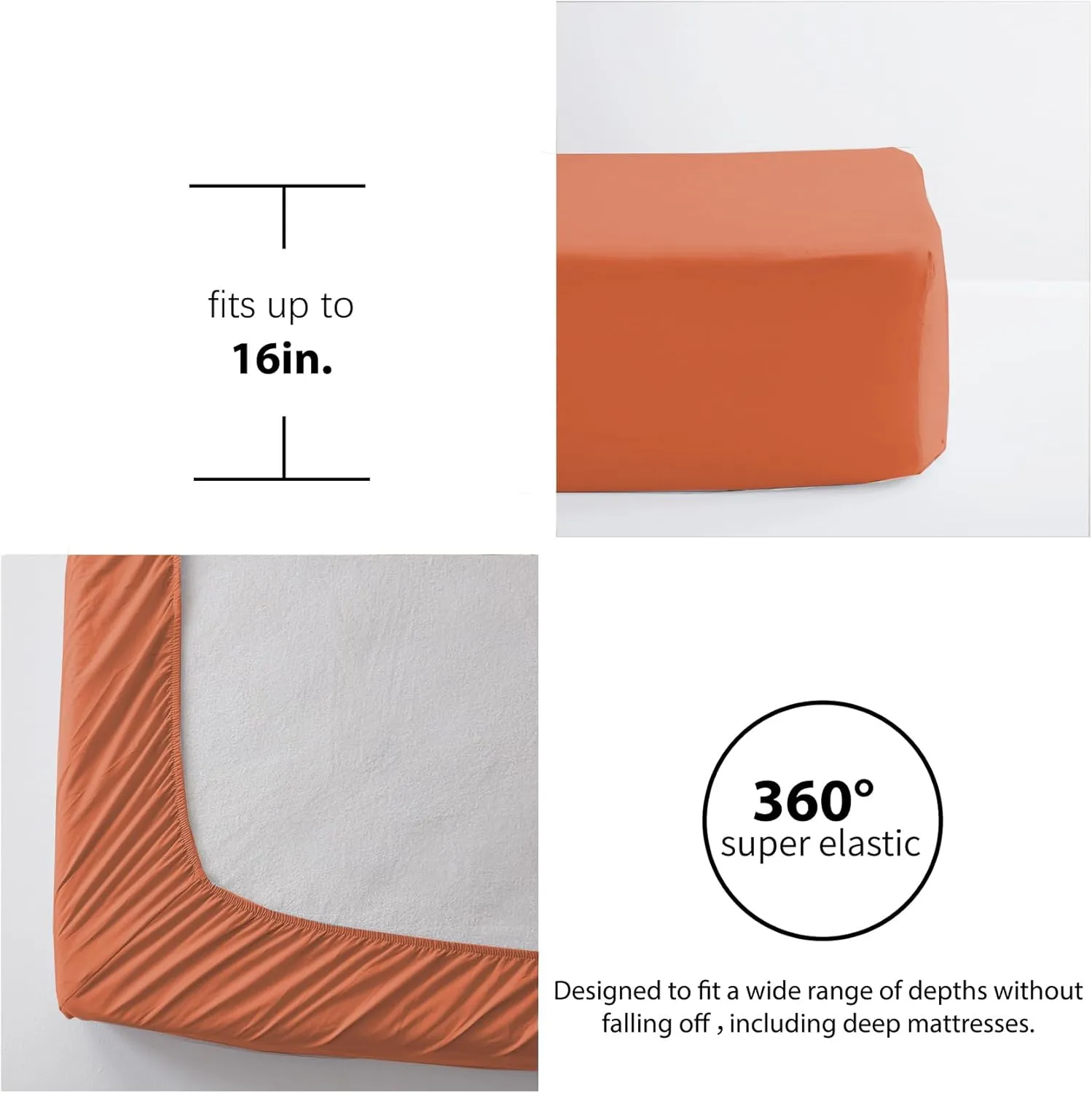 Anluoer Queen Comforter Set 7 Piece, Burnt Orange Bed in a Bag with Sheets, All Season Ruffle Shabby Chic Bedding Sets with 1 Comforter, 2 Pillow Shams, 2 Pillowcases, 1 Flat Sheet, 1 Fitted Sheet
