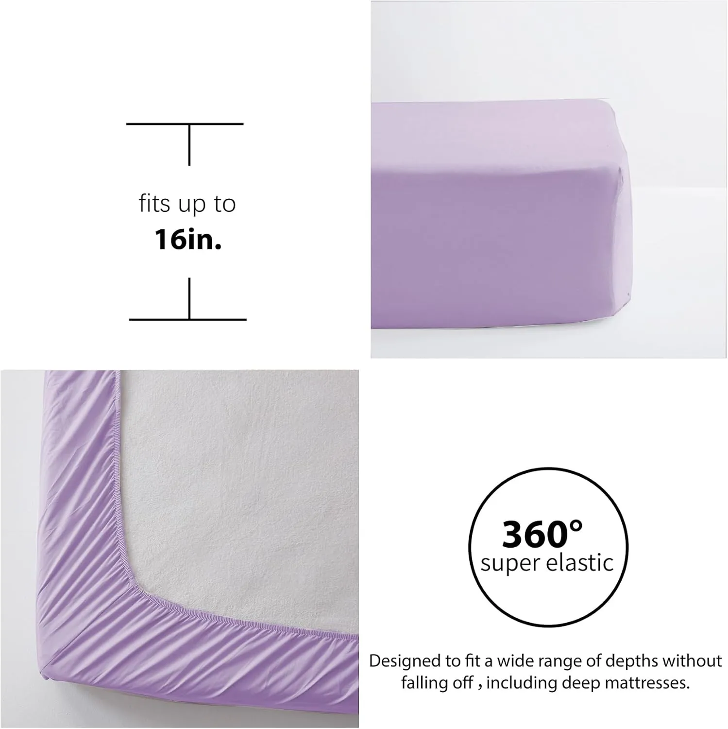 Anluoer Queen Comforter Set 7 Piece, Lavender Bed in a Bag with Sheets, All Season Ruffle Shabby Chic Bedding Sets with Comforter, Pillow Shams, Pillowcases, Flat Sheet, Fitted Sheet