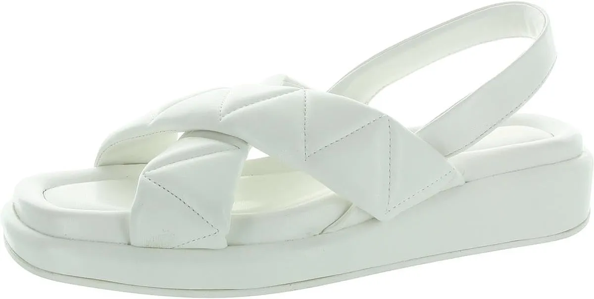 Anne Klein Womens Air Quilted Faux Leather Slingback Sandals