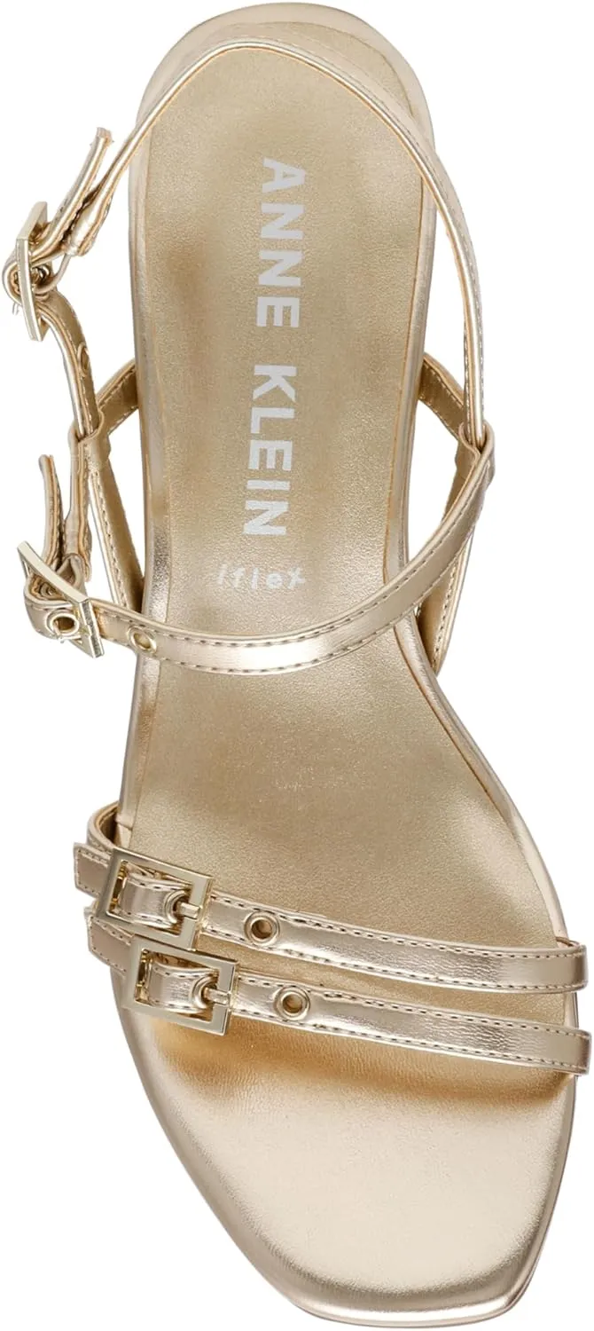 Anne Klein Womens Buckle Faux Leather Heels