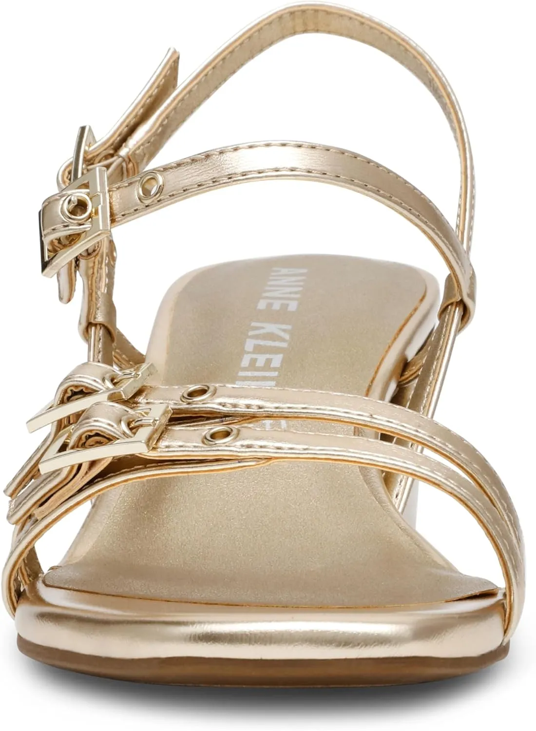 Anne Klein Womens Buckle Faux Leather Heels