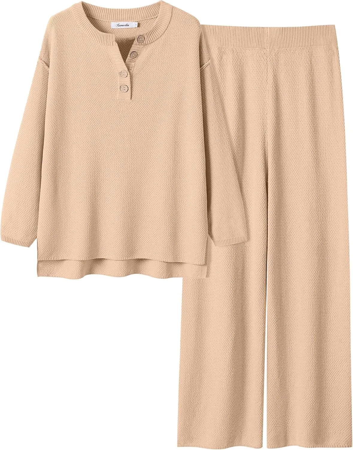 ANRABESS Women 2 Piece Outfits Oversized Loose Waffle Knit Sweater Set 2025 Fall Trendy Matching Lounge Sets Cozy Clothes