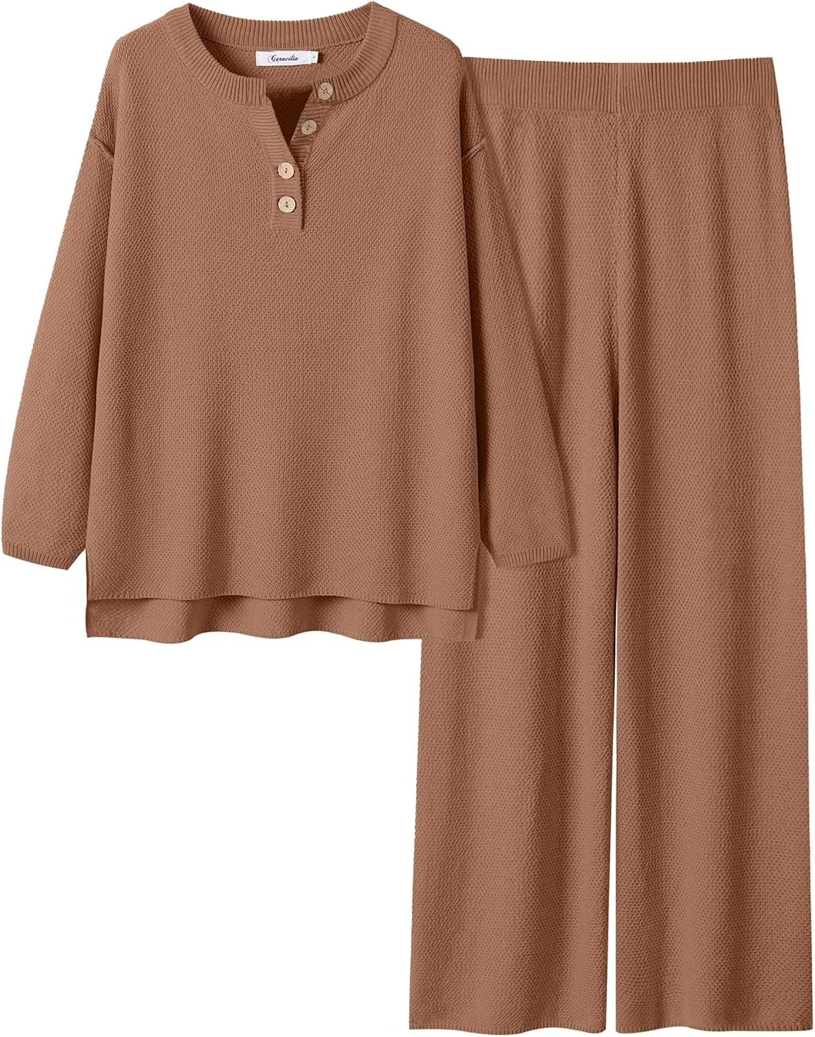ANRABESS Women 2 Piece Outfits Oversized Loose Waffle Knit Sweater Set 2025 Fall Trendy Matching Lounge Sets Cozy Clothes