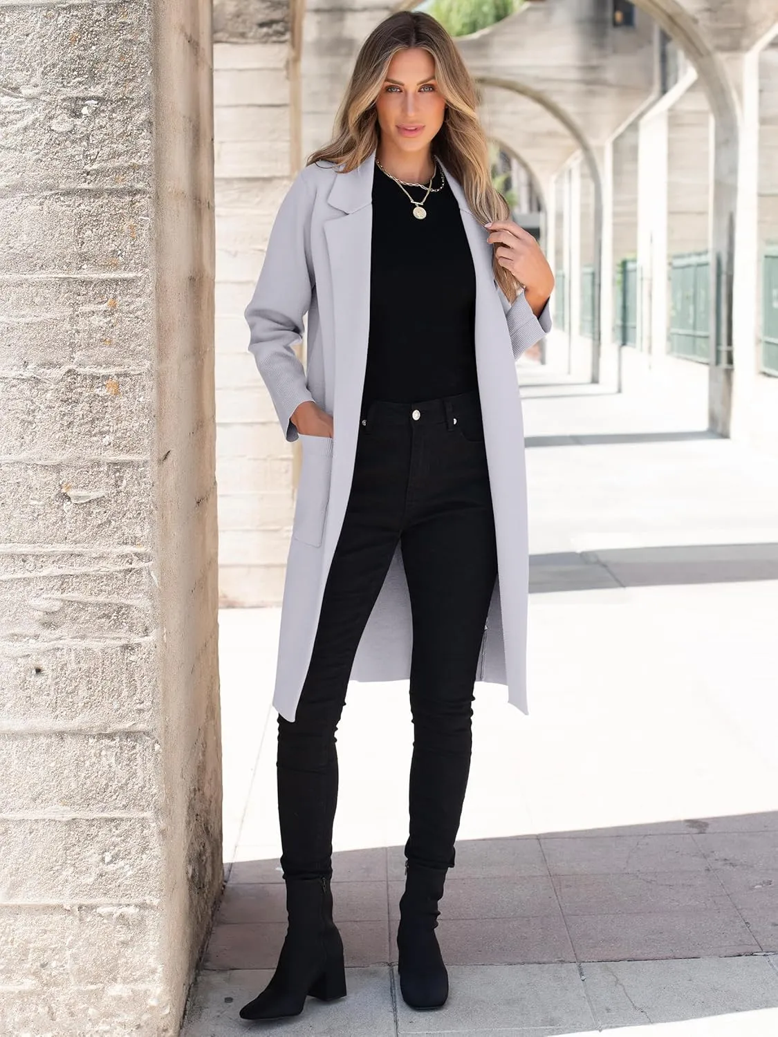 ANRABESS Women Cardigan Sweater Jackets Open Front Thick Knit Oversized Blazer Coatigan 2025 Fall Winter Long Coats Outwear