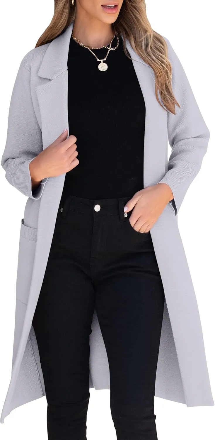 ANRABESS Women Cardigan Sweater Jackets Open Front Thick Knit Oversized Blazer Coatigan 2025 Fall Winter Long Coats Outwear