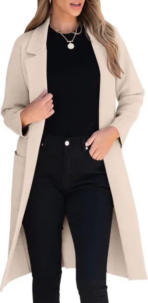 ANRABESS Women Cardigan Sweater Jackets Open Front Thick Knit Oversized Blazer Coatigan 2025 Fall Winter Long Coats Outwear