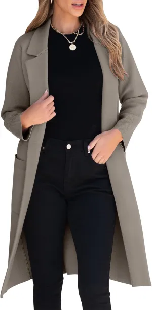 ANRABESS Women Cardigan Sweater Jackets Open Front Thick Knit Oversized Blazer Coatigan 2025 Fall Winter Long Coats Outwear