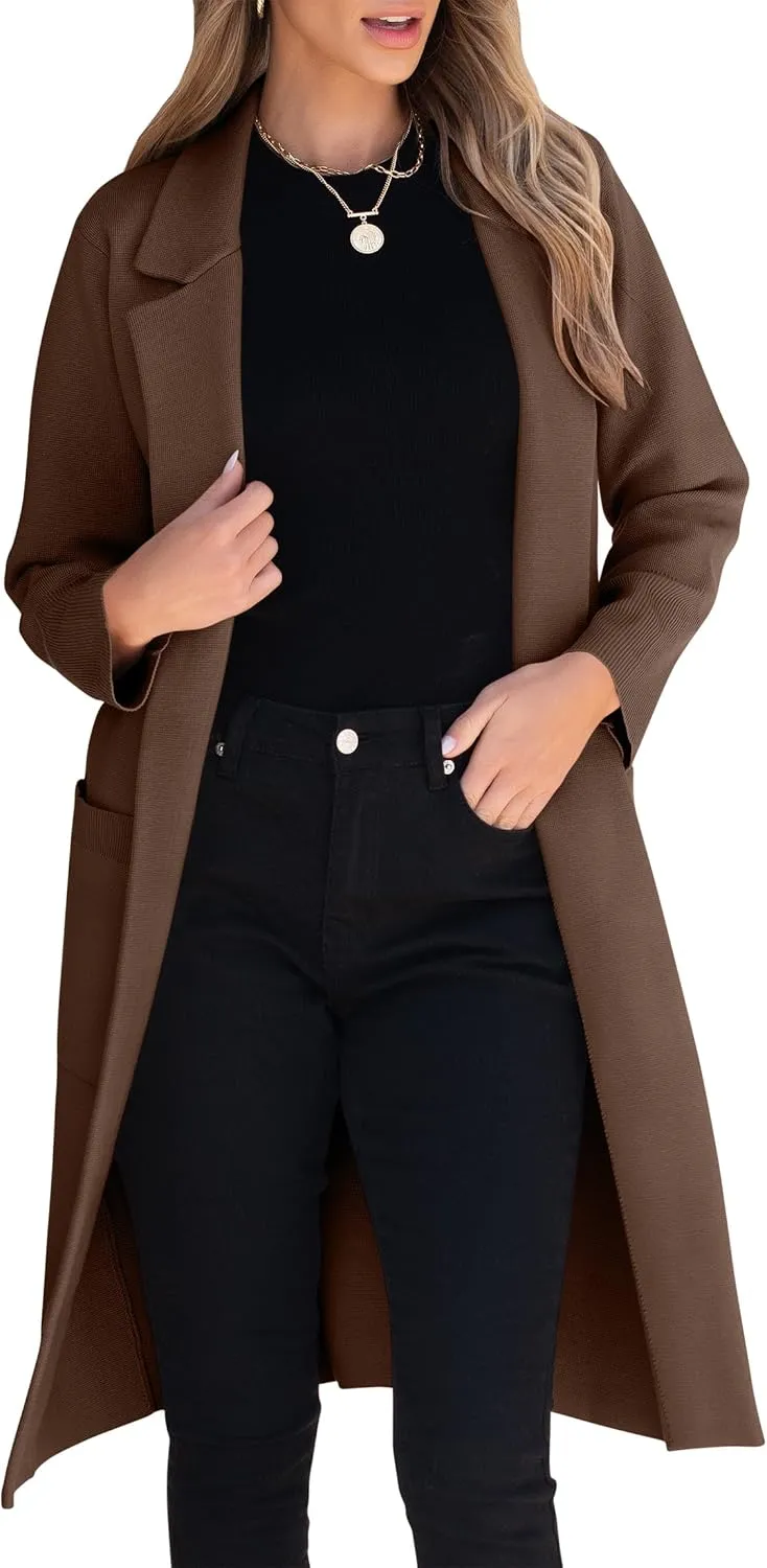 ANRABESS Women Cardigan Sweater Jackets Open Front Thick Knit Oversized Blazer Coatigan 2025 Fall Winter Long Coats Outwear