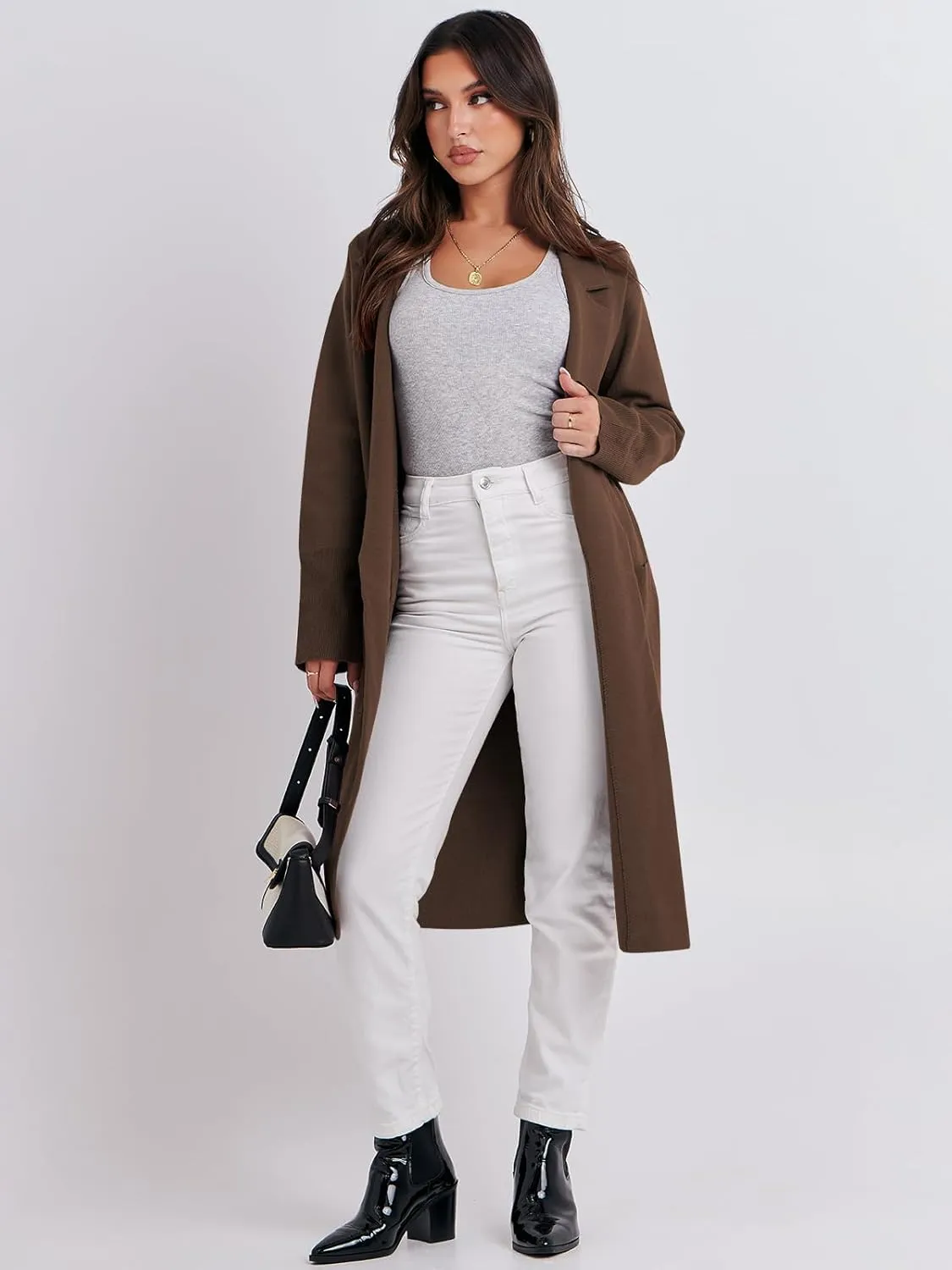 ANRABESS Women Cardigan Sweater Jackets Open Front Thick Knit Oversized Blazer Coatigan 2025 Fall Winter Long Coats Outwear