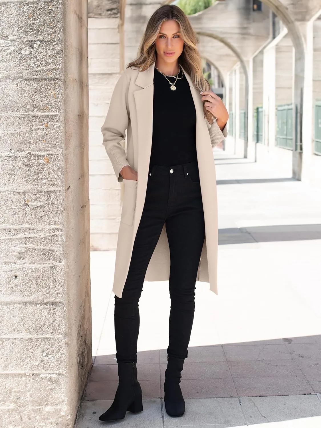 ANRABESS Women Cardigan Sweater Jackets Open Front Thick Knit Oversized Blazer Coatigan 2025 Fall Winter Long Coats Outwear