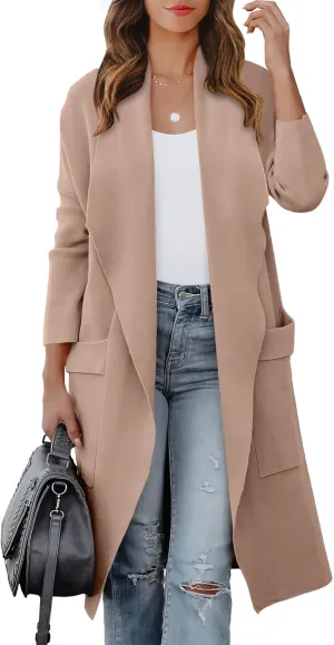 ANRABESS Women's Long Cardigan Sweater 2025 Spring Fashion Casual Oversized Knit Open Front Coatigan Jacket Coat Outfits