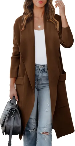 ANRABESS Women's Long Cardigan Sweater 2025 Spring Fashion Casual Oversized Knit Open Front Coatigan Jacket Coat Outfits