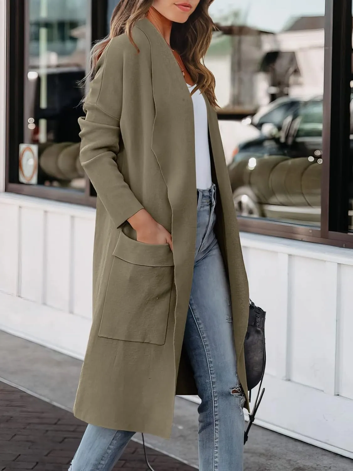 ANRABESS Women's Long Cardigan Sweater 2025 Spring Fashion Casual Oversized Knit Open Front Coatigan Jacket Coat Outfits