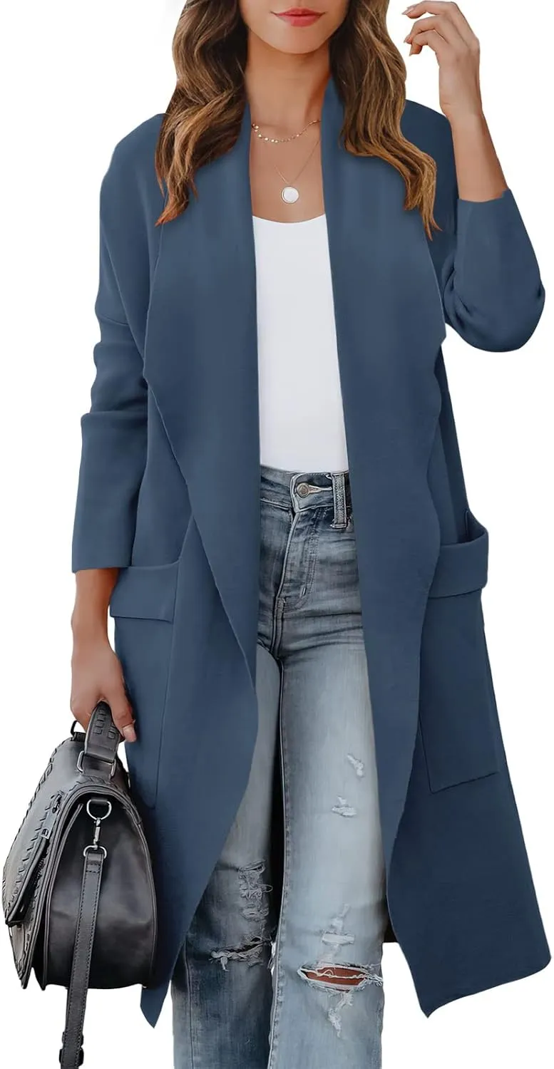 ANRABESS Women's Long Cardigan Sweater 2025 Spring Fashion Casual Oversized Knit Open Front Coatigan Jacket Coat Outfits