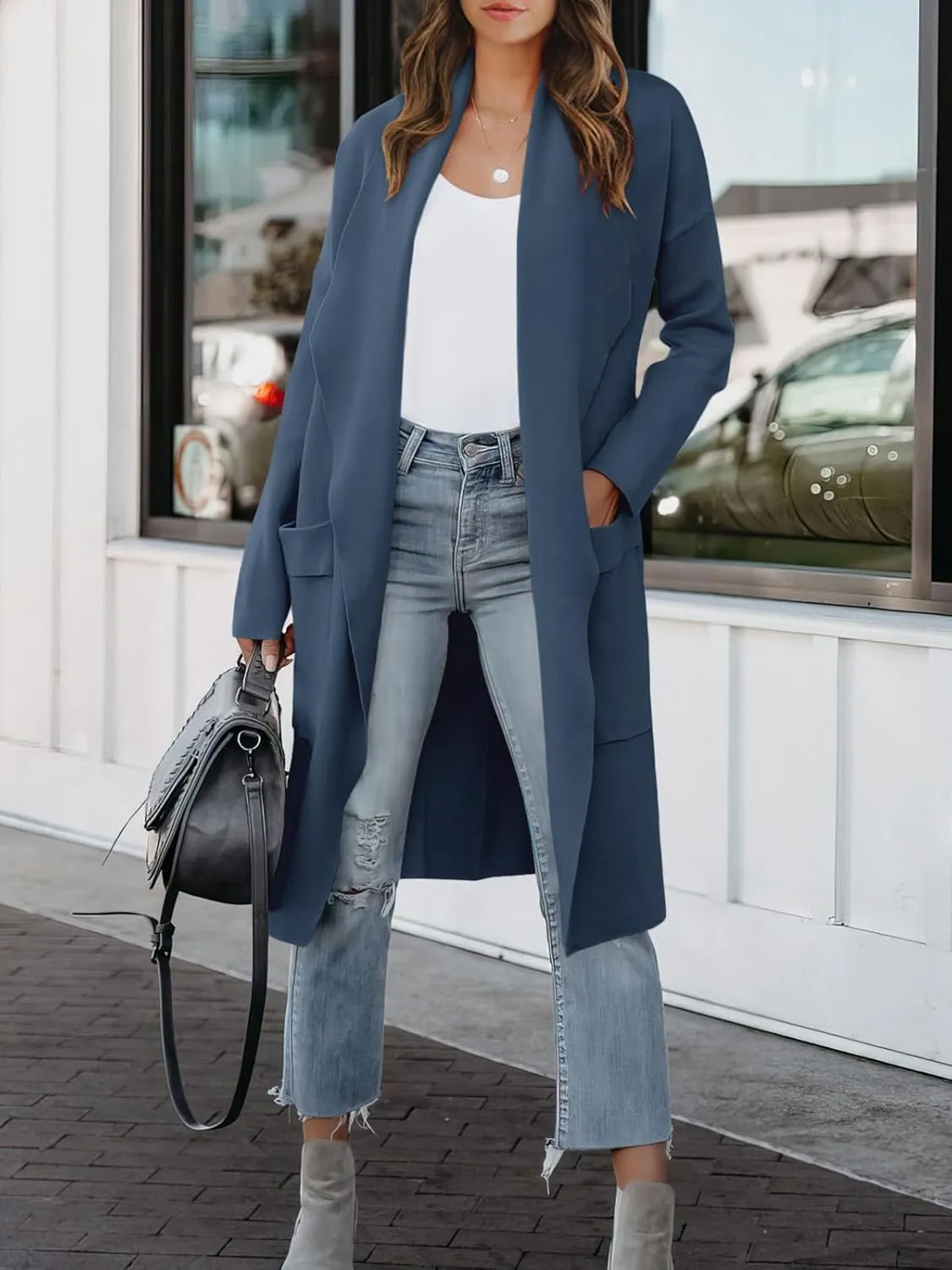 ANRABESS Women's Long Cardigan Sweater 2025 Spring Fashion Casual Oversized Knit Open Front Coatigan Jacket Coat Outfits