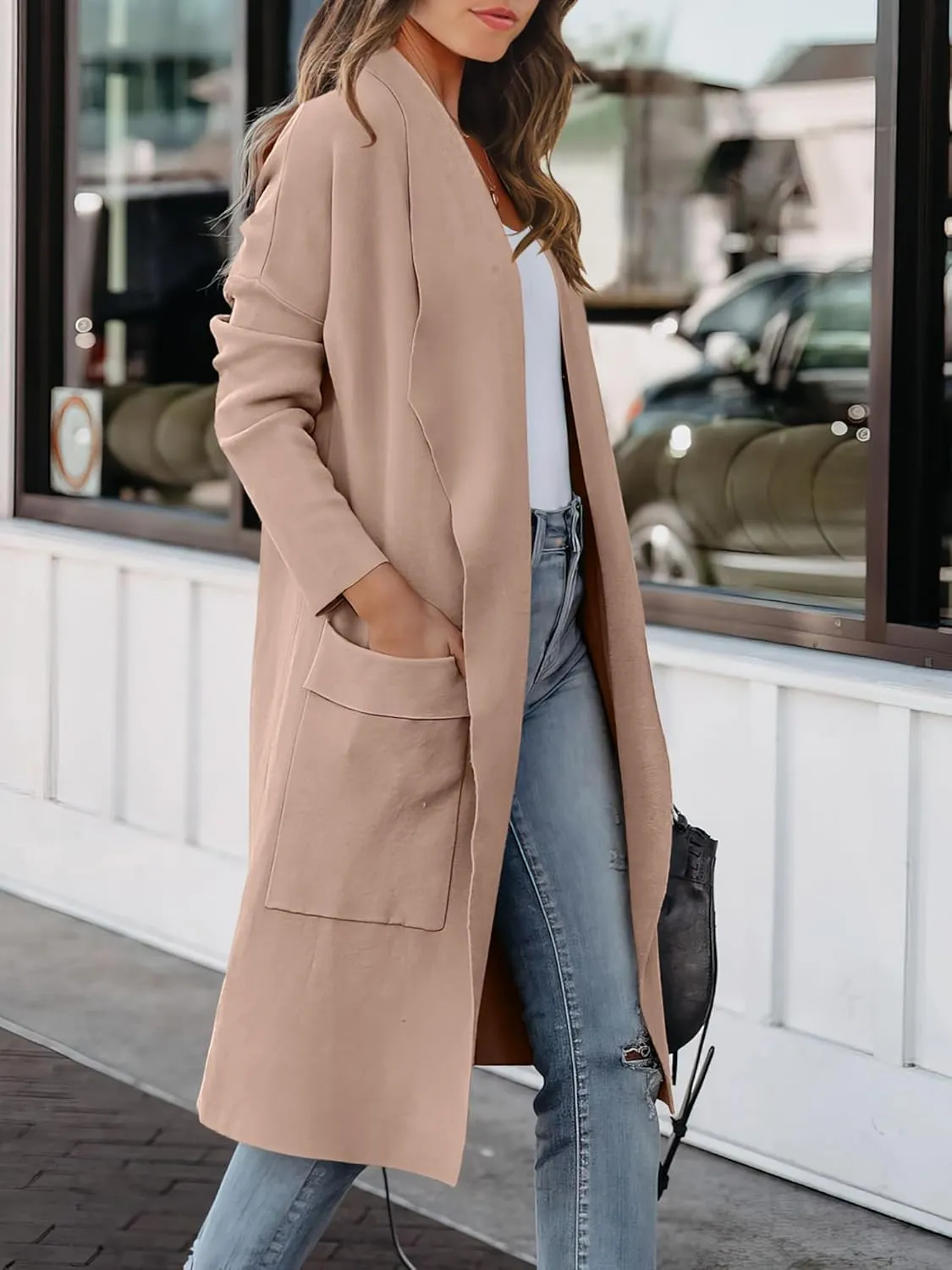 ANRABESS Women's Long Cardigan Sweater 2025 Spring Fashion Casual Oversized Knit Open Front Coatigan Jacket Coat Outfits