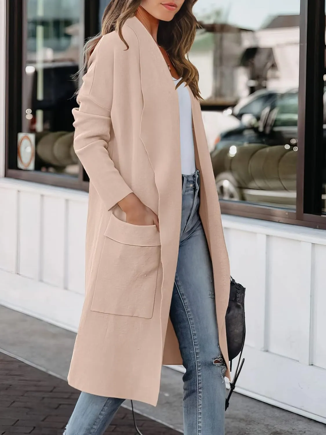 ANRABESS Women's Long Cardigan Sweater 2025 Spring Fashion Casual Oversized Knit Open Front Coatigan Jacket Coat Outfits