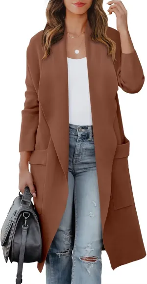 ANRABESS Women's Long Cardigan Sweater 2025 Spring Fashion Casual Oversized Knit Open Front Coatigan Jacket Coat Outfits