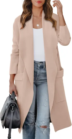 ANRABESS Women's Long Cardigan Sweater 2025 Spring Fashion Casual Oversized Knit Open Front Coatigan Jacket Coat Outfits