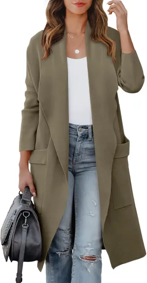 ANRABESS Women's Long Cardigan Sweater 2025 Spring Fashion Casual Oversized Knit Open Front Coatigan Jacket Coat Outfits