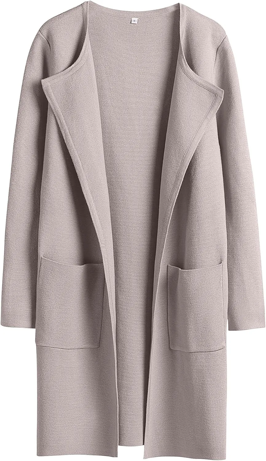 ANRABESS Women's Open Front Knit Lightweight Cardigan Casual Long Coatigan Sweater Lady Jacket Coat 2025 Fall Outerwear