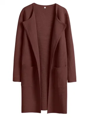 ANRABESS Women's Open Front Knit Lightweight Cardigan Casual Long Coatigan Sweater Lady Jacket Coat 2025 Fall Outerwear