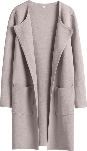 ANRABESS Women's Open Front Knit Lightweight Cardigan Casual Long Coatigan Sweater Lady Jacket Coat 2025 Fall Outerwear