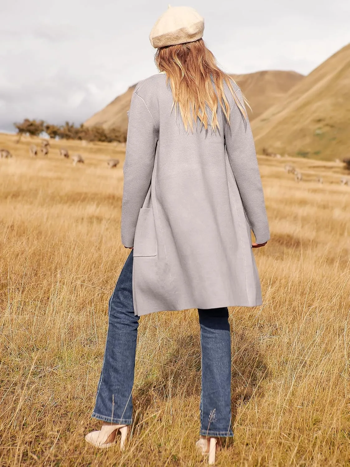 ANRABESS Women's Open Front Knit Lightweight Cardigan Casual Long Coatigan Sweater Lady Jacket Coat 2025 Fall Outerwear