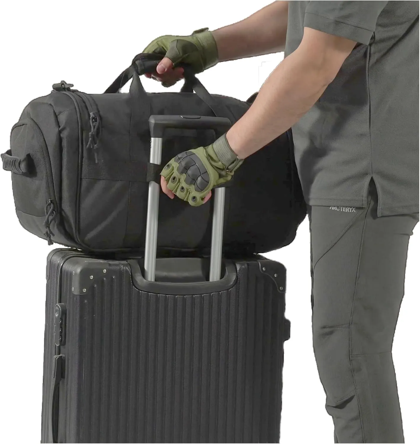 APRlLBAY Gym Bag Large Size 43L Training Bag Traveling With Luggage Strap Equipment Bag Tactical Military Duffel for Men&Women Basketball Football Weekender,Sports Bag Sturdy (Jet Black)