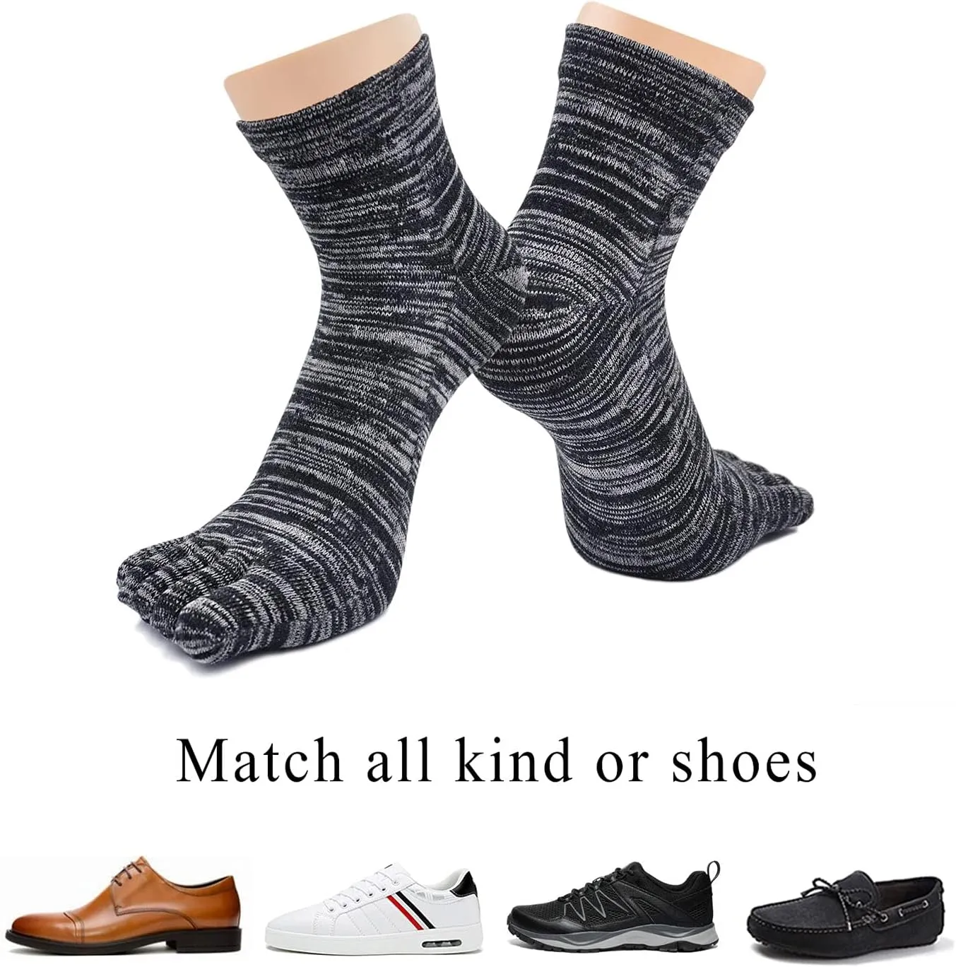 Artfasion Men's Toe Socks Cotton Fun Casual Athletic Running Ankle Five Finger Crew Socks 5 Pair