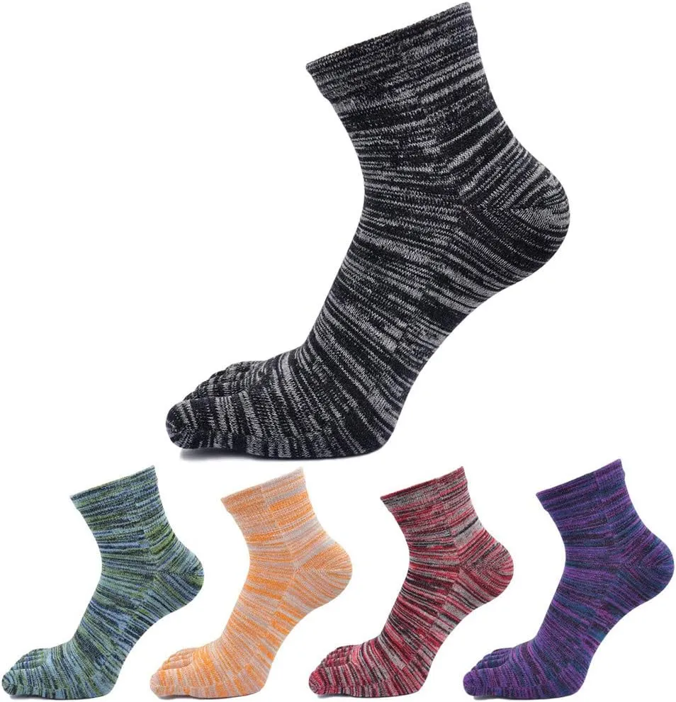 Artfasion Men's Toe Socks Cotton Fun Casual Athletic Running Ankle Five Finger Crew Socks 5 Pair