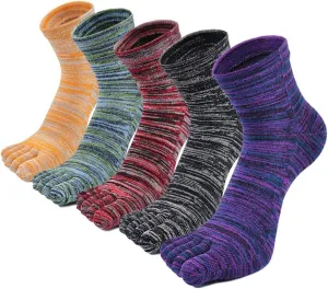 Artfasion Men's Toe Socks Cotton Fun Casual Athletic Running Ankle Five Finger Crew Socks 5 Pair