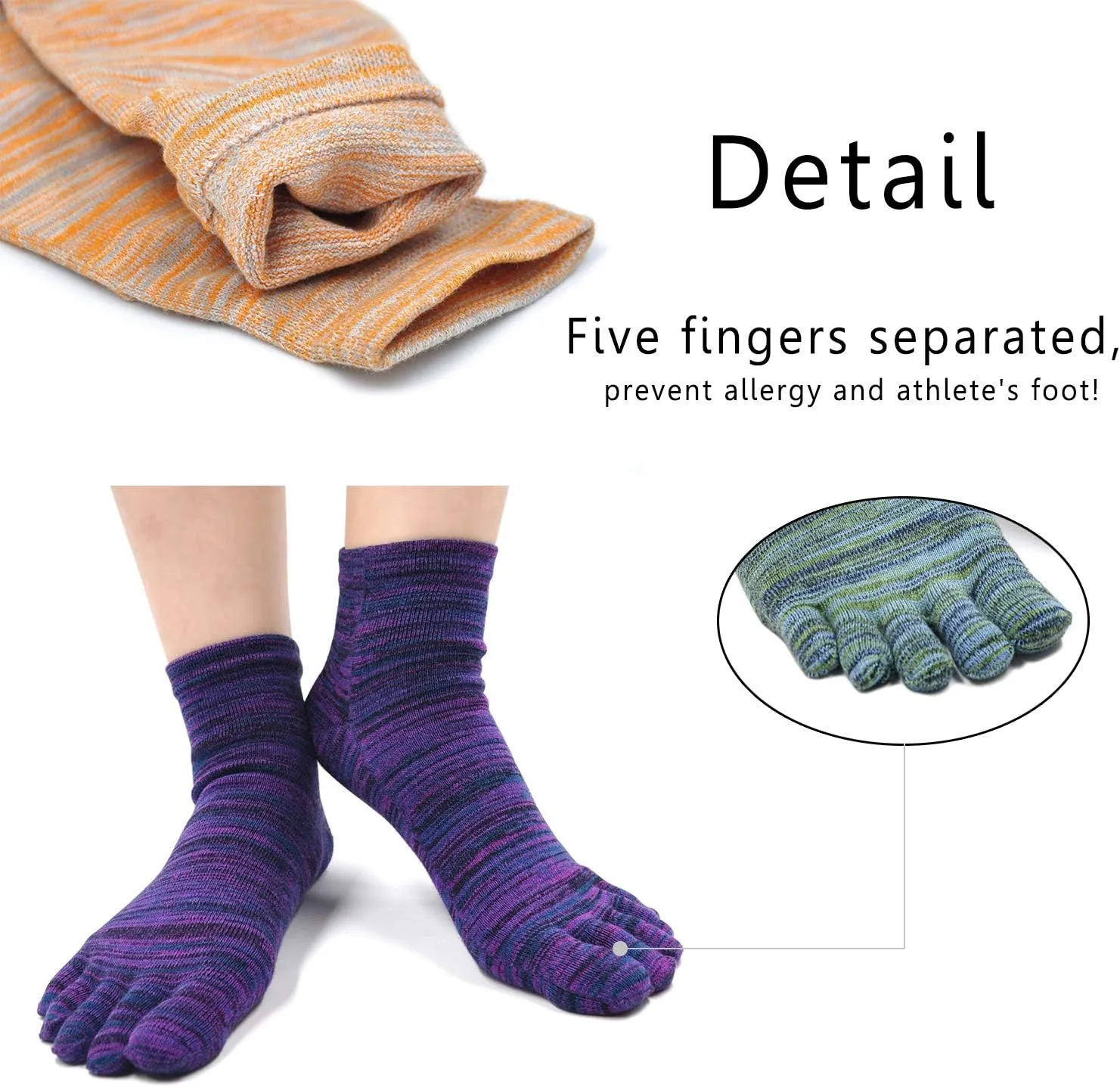 Artfasion Men's Toe Socks Cotton Fun Casual Athletic Running Ankle Five Finger Crew Socks 5 Pair