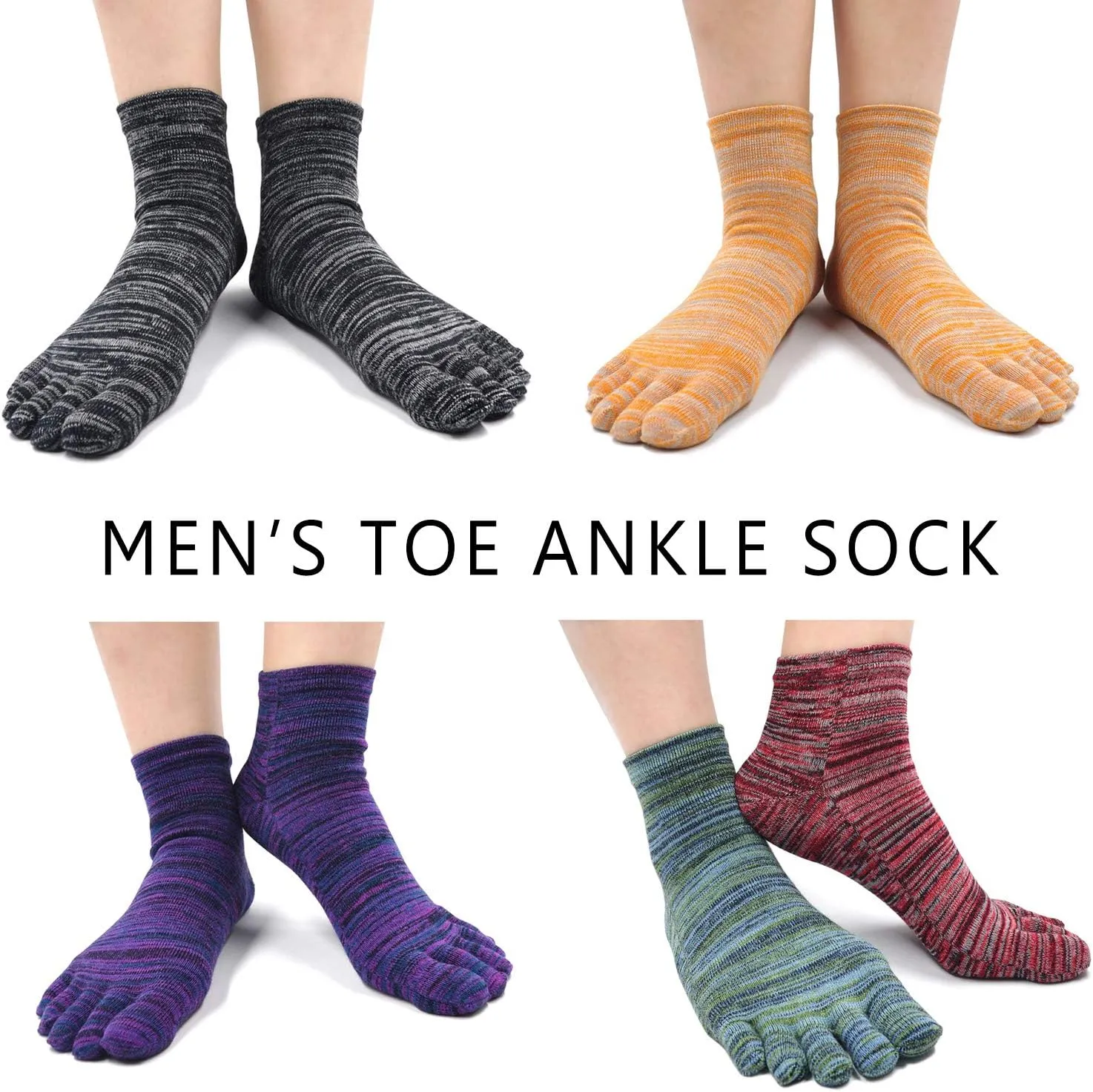 Artfasion Men's Toe Socks Cotton Fun Casual Athletic Running Ankle Five Finger Crew Socks 5 Pair