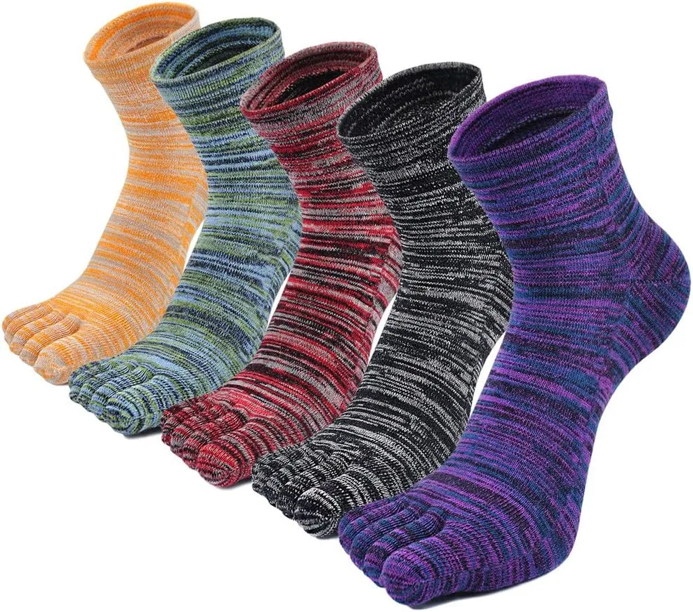 Artfasion Men's Toe Socks Cotton Fun Casual Athletic Running Ankle Five Finger Crew Socks 5 Pair