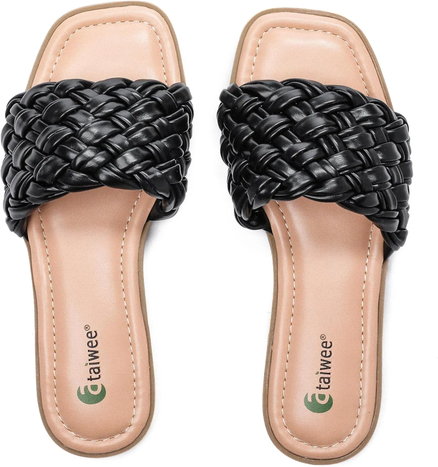Ataiwee Women's Flat Slide Sandals - Fashionable Braided Elegant Cross Strap Flat Summer Sandals.