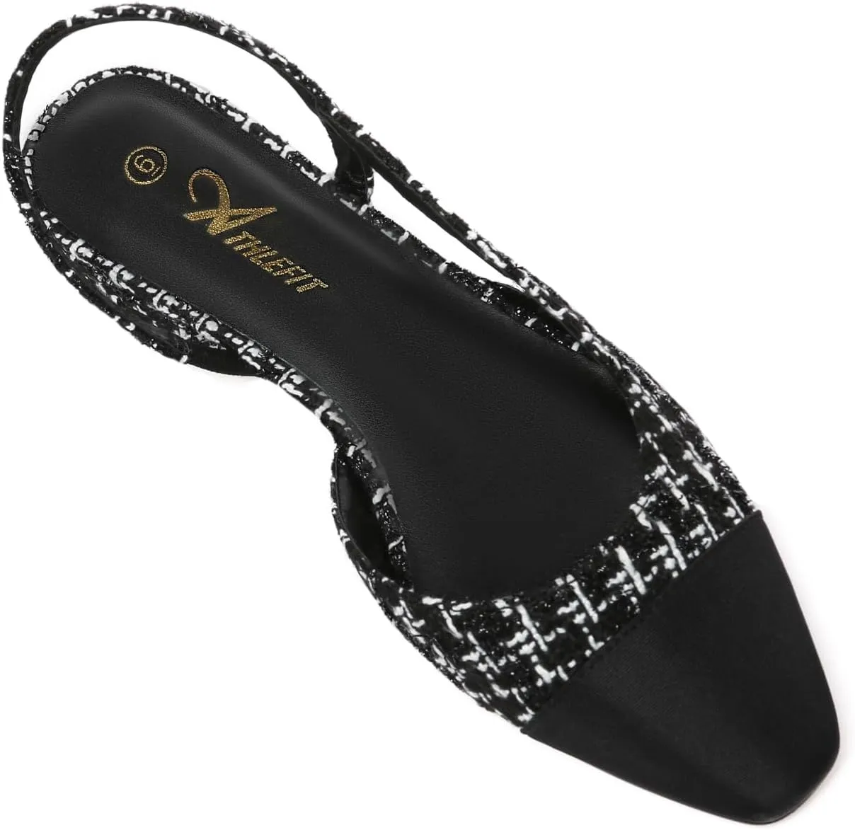 Athlefit Slingback Flats for Women Square Pointed Toe Two Toned Flats Wedding Pumps for Women