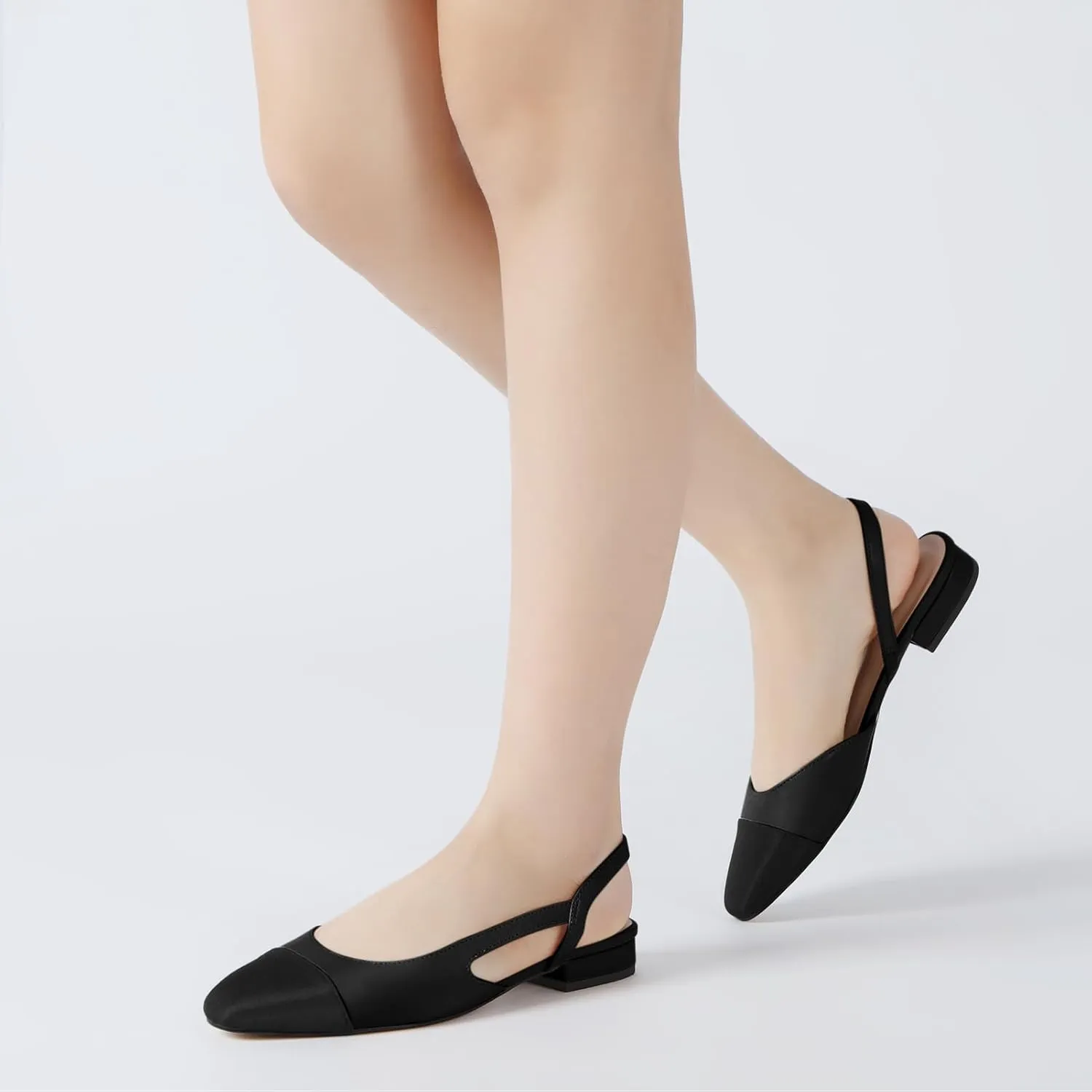 Athlefit Slingback Flats for Women Square Pointed Toe Two Toned Flats Wedding Pumps for Women