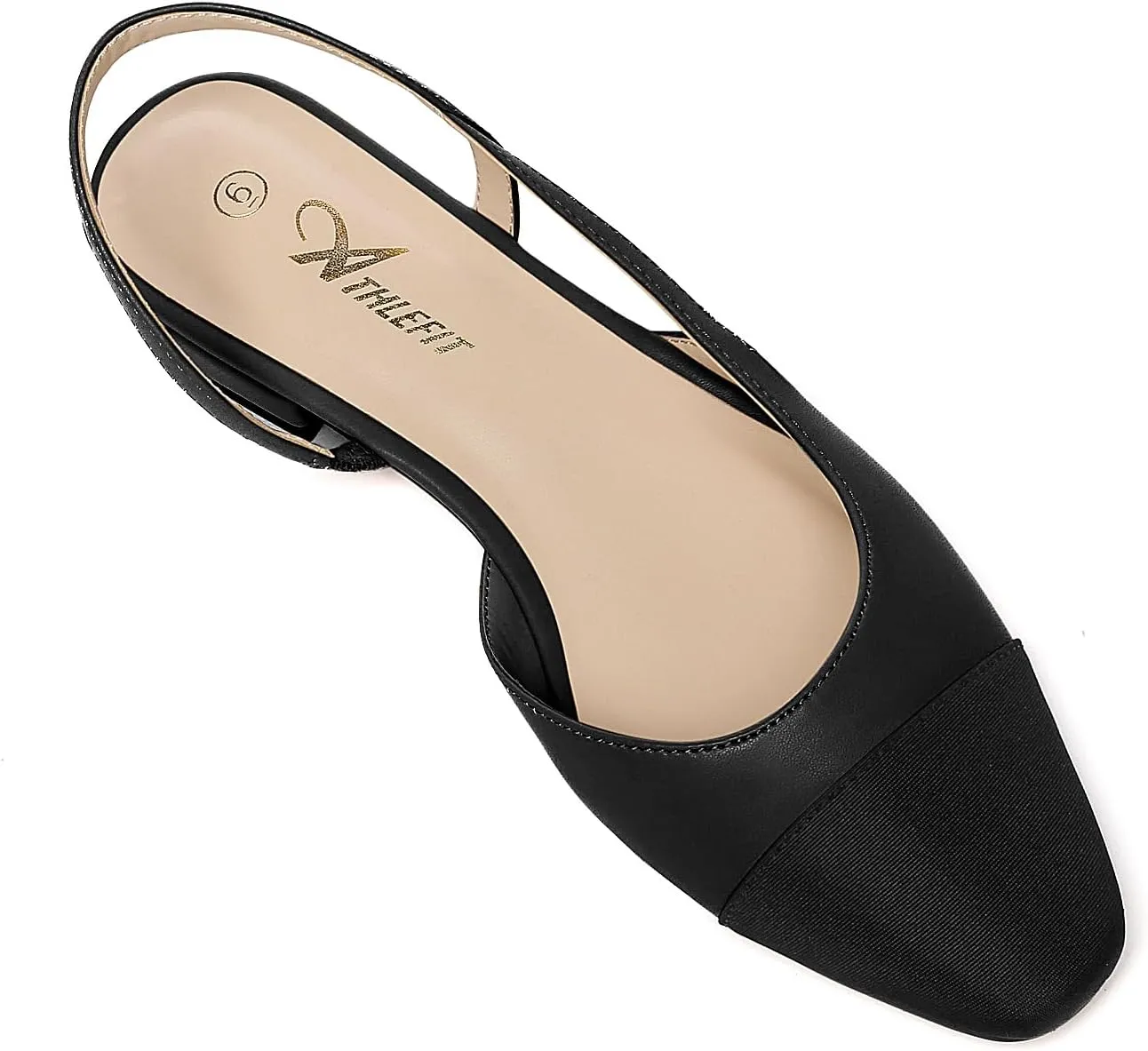 Athlefit Slingback Flats for Women Square Pointed Toe Two Toned Flats Wedding Pumps for Women
