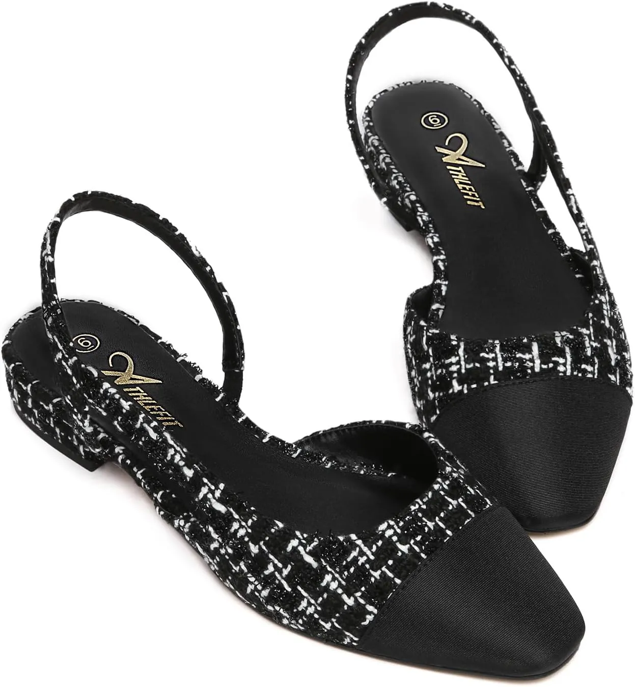 Athlefit Slingback Flats for Women Square Pointed Toe Two Toned Flats Wedding Pumps for Women