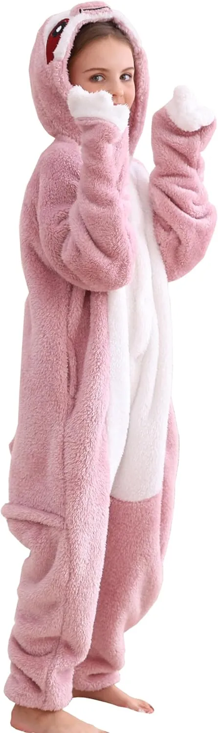 ATOZ Unisex Children Animal Pink Sloth Onesie, Halloween Costume Pajamas Christmas Cosplay Sleepwear For Boys Girls