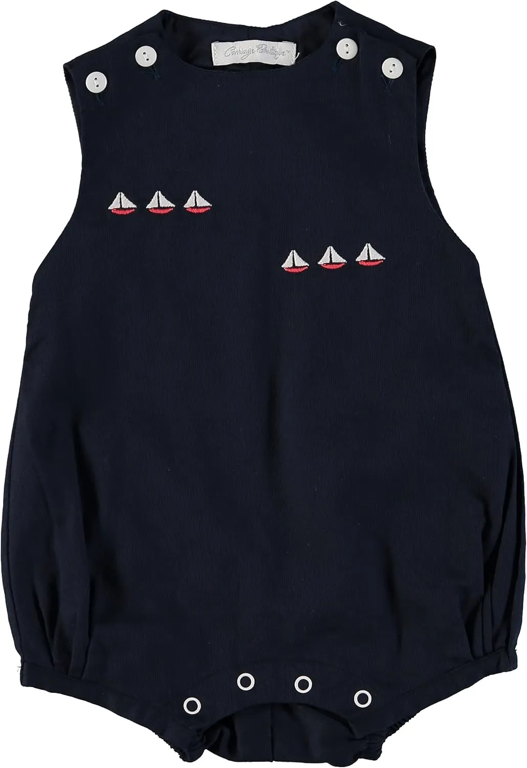 Baby Boy Bubble Classic Pique Creeper with Sailboats White or Navy