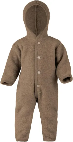 Baby Fleece Bunting: Thermal Footed Coverall Romper with Hood for Toddlers, Organic Merino Wool