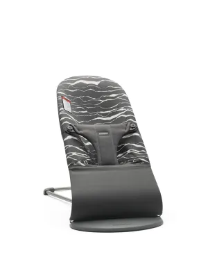 BabyBjörn Bouncer Bliss, Cotton, Anthracite/Landscape Print 2-in-1 Adjustable Baby Bouncer Seat and Toddler Chair, Newborn to Toddler (8-29 lbs), 4 positions, Lightweight & Portable