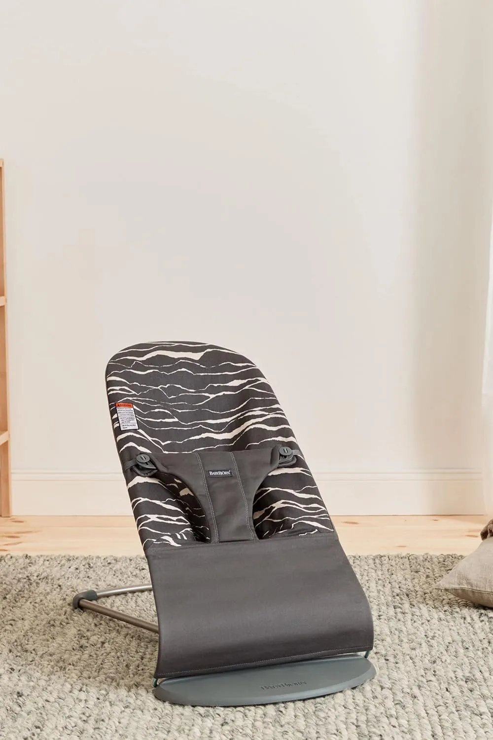 BabyBjörn Bouncer Bliss, Cotton, Anthracite/Landscape Print 2-in-1 Adjustable Baby Bouncer Seat and Toddler Chair, Newborn to Toddler (8-29 lbs), 4 positions, Lightweight & Portable