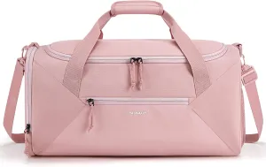 BAGSMART Gym Bag for Women, 36L Small Sports Duffle Bag With Shoe Bag, Lightweight Overnight Weekender Travel Duffel Bag, Water Resistant Workout Sports Bag for Travel - Pink